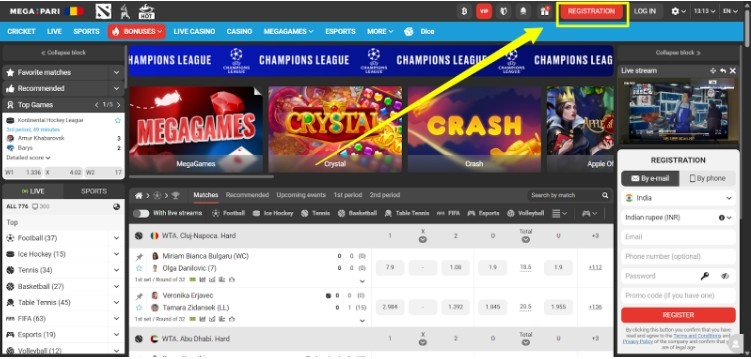 Look for the "Registration" button Look for the "Registration" button
